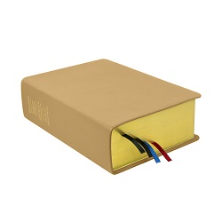 Large Hand-Bound Genuine Leather Quad - Beige