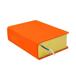 Large Hand-Bound Genuine Leather Quad - Marigold Orange