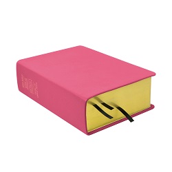 Large Hand-Bound Genuine Leather Quad - Pink