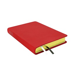 Large Hand-Bound Genuine Leather Triple - Cherry Red