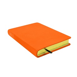 Large Hand-Bound Genuine Leather Triple - Marigold Orange