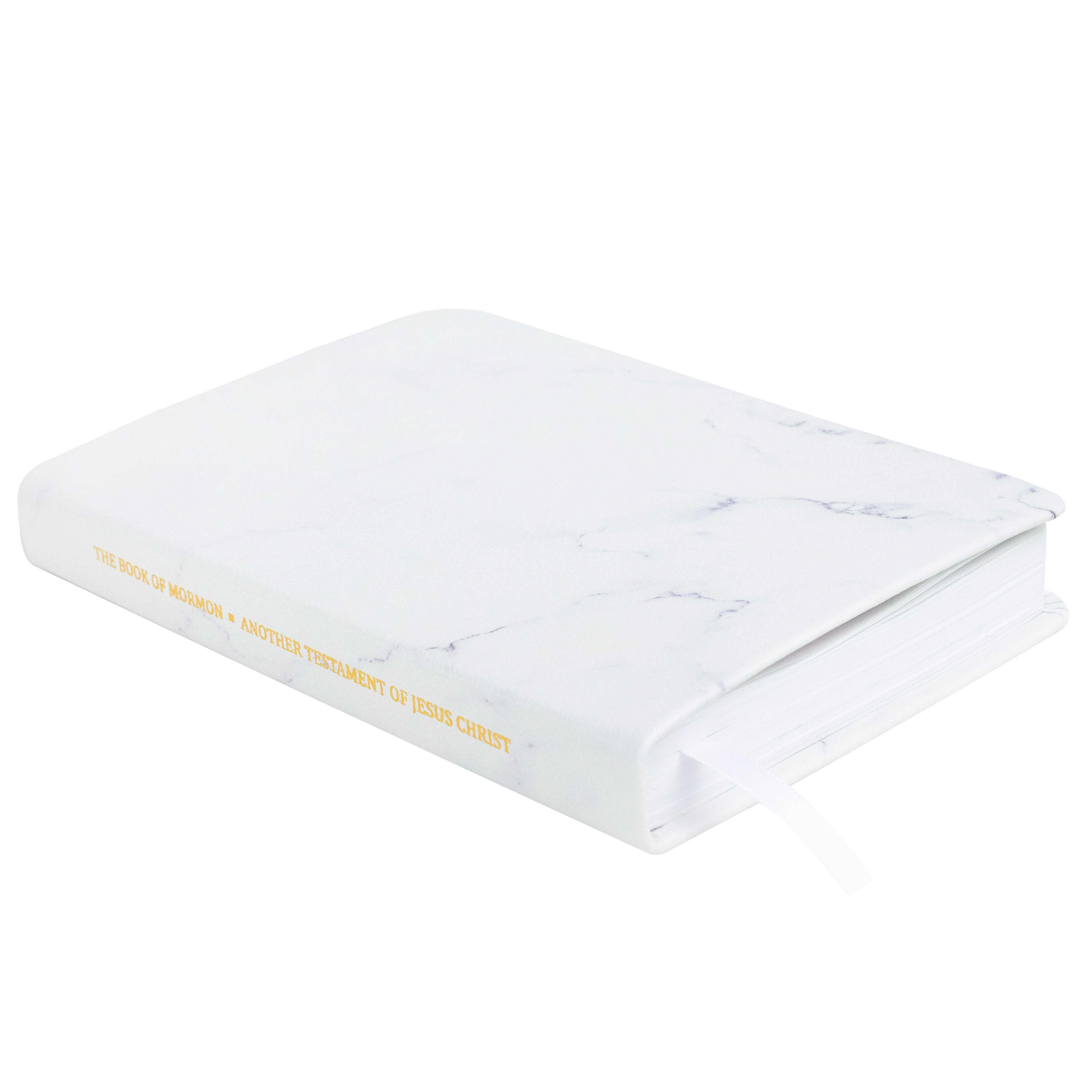 Hand-Bound Genuine Leather Book of Mormon - Carrara Marble - LDP-HB-PBM-WHT-CM