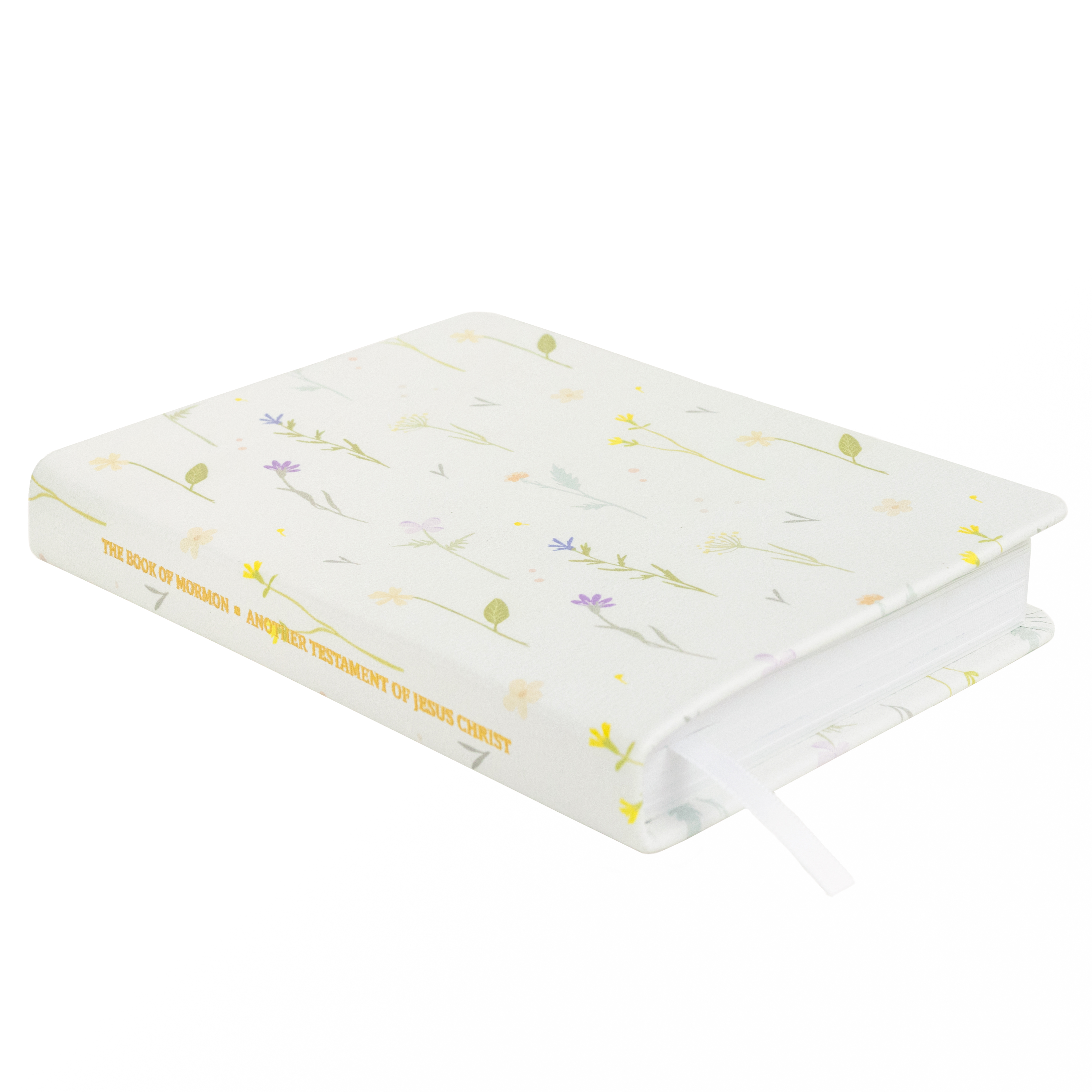 Hand-Bound Genuine Leather Book of Mormon - Farmhouse Flowers - LDP-HB-PBM-WHT-FF