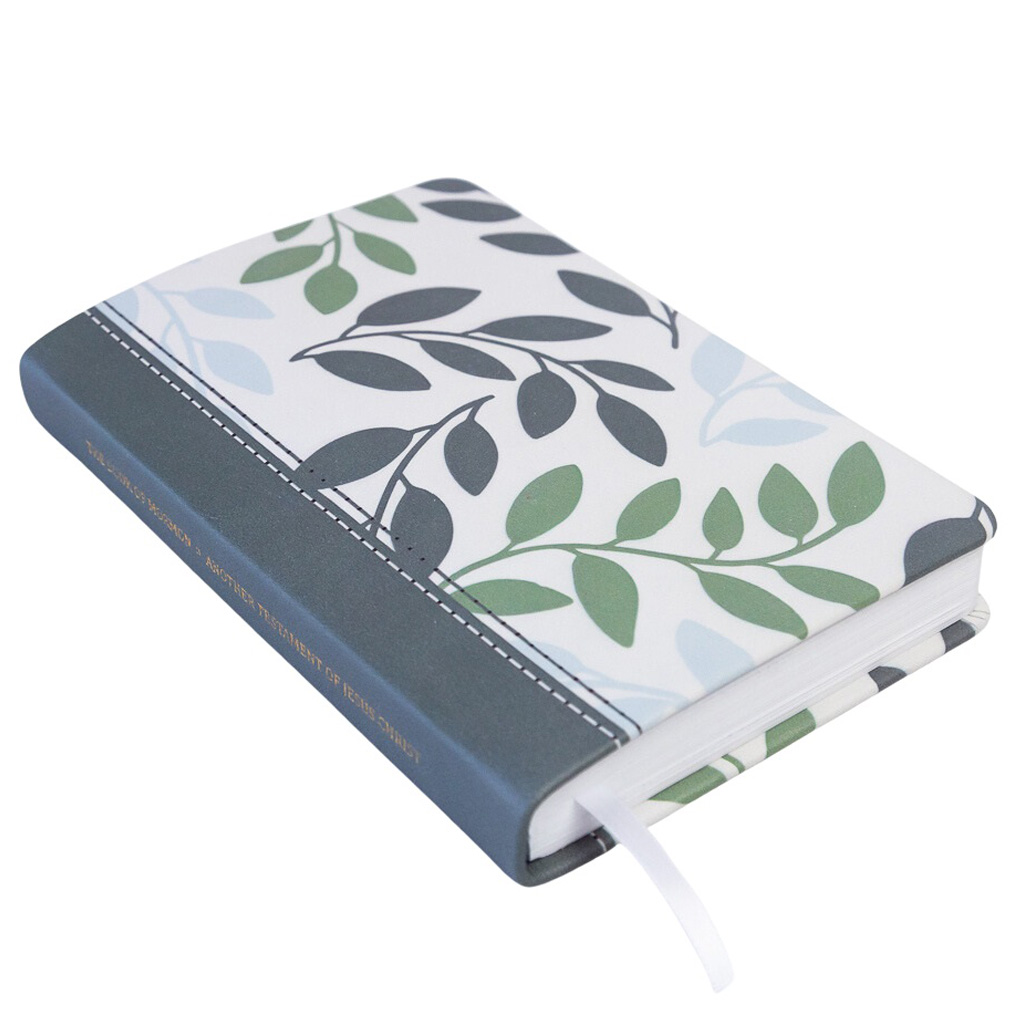 Hand-Bound Genuine Leather Book of Mormon - Olive Branch - LDP-HB-PBM-WHT-OB