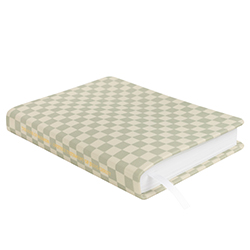 Hand-Bound Genuine Leather Book of Mormon - Sage Checkers green lds scriptures, sage lds scriptures, custom lds scriptures, pattern scriptures, patterned scriptures, checkers, checkerboard, checker, checkers scriptures, checker scriptures, checkerboard scriptures