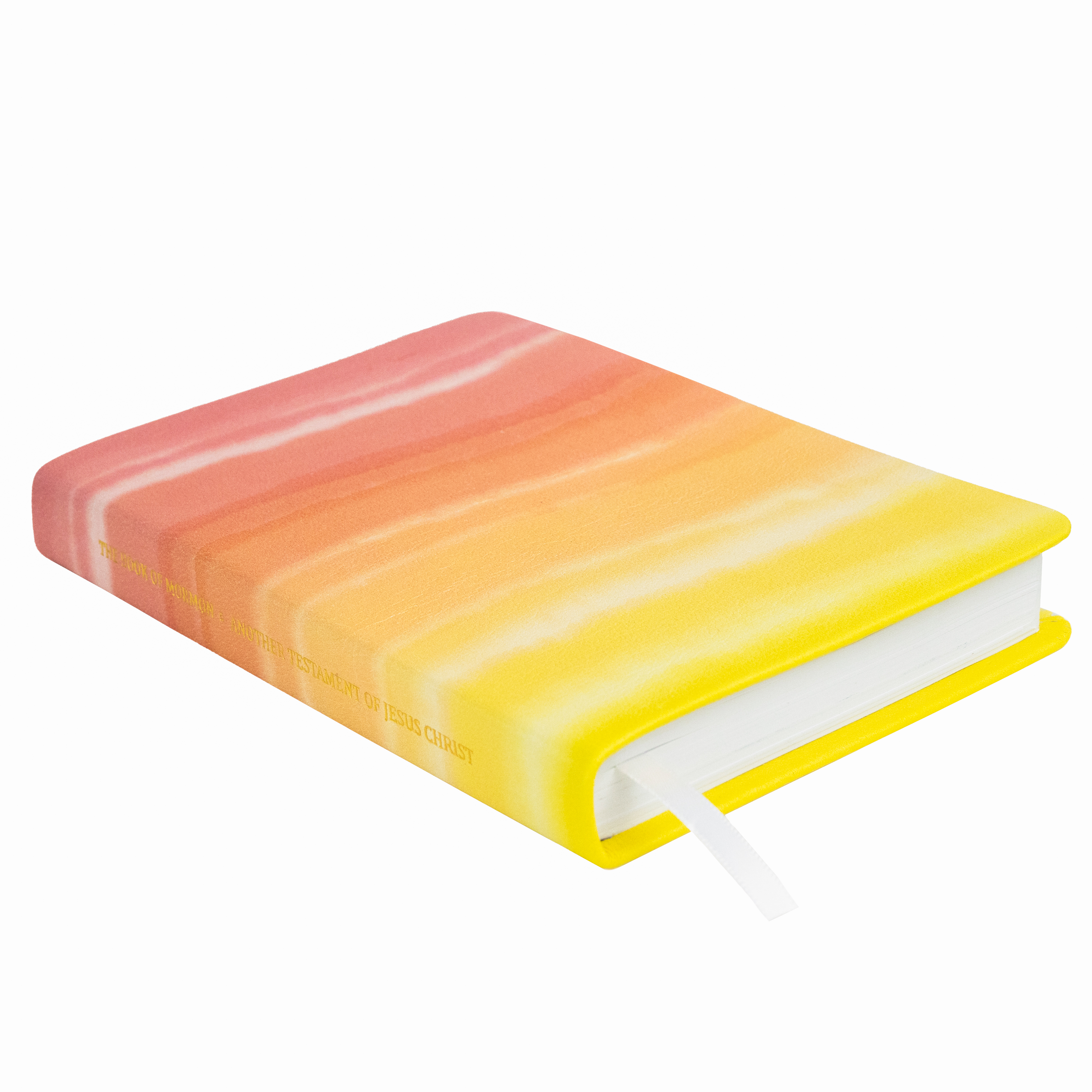 Hand-Bound Genuine Leather Book of Mormon - Sorbet Sunset - LDP-HB-PBM-WHT-SS