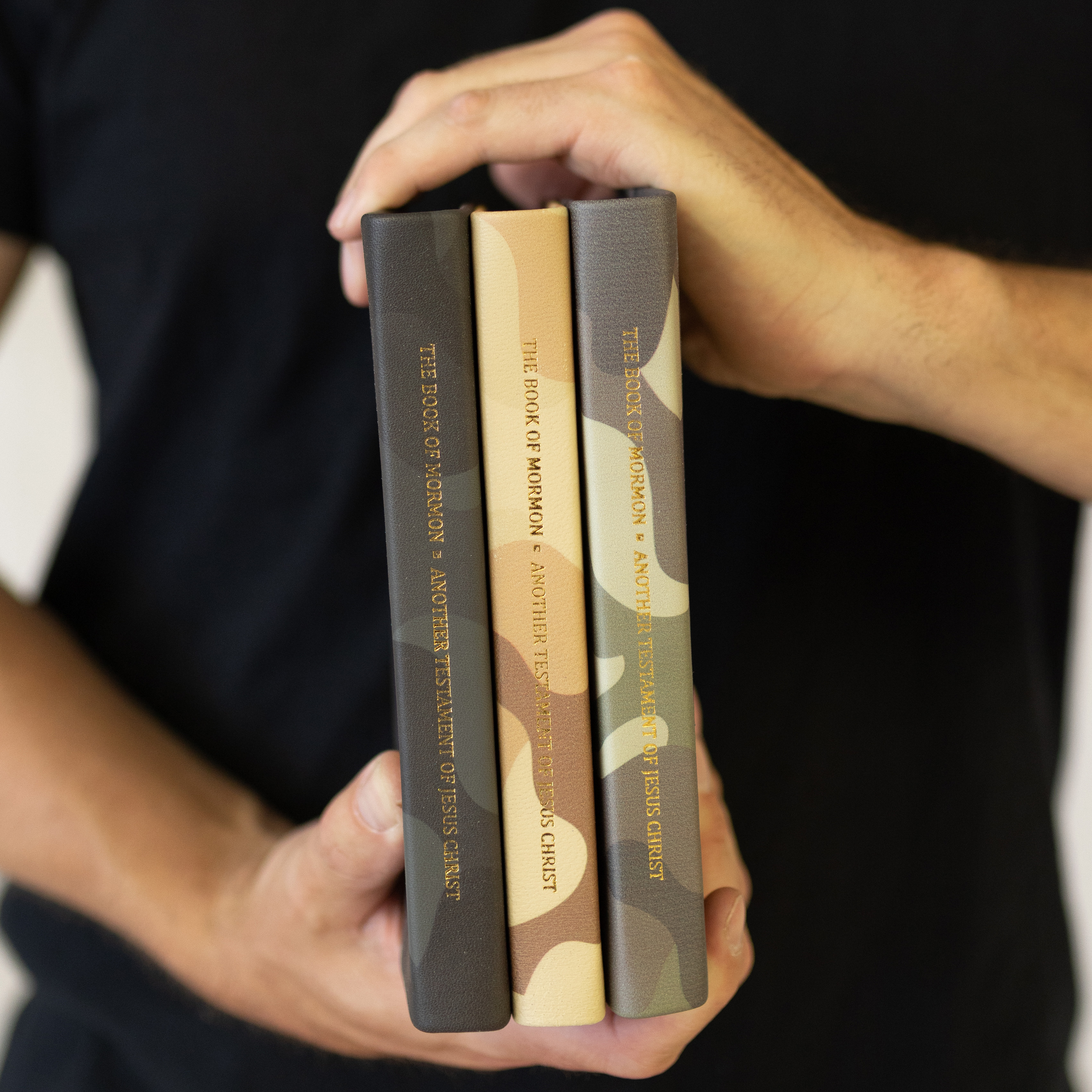 Hand-Bound Genuine Leather Book of Mormon - Midnight Camo - LDP-HB-PBM-SGR-MDC