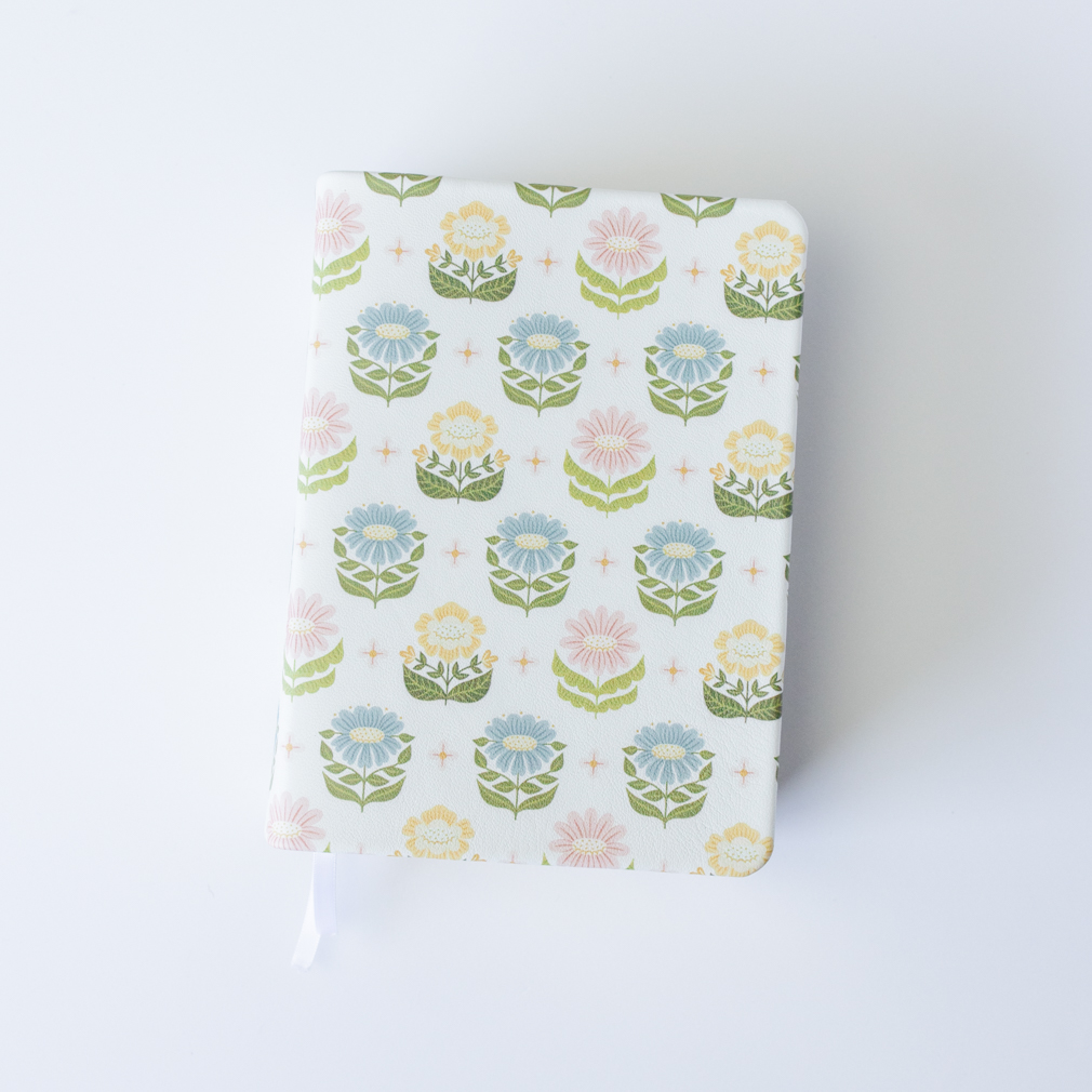 Hand-Bound Genuine Leather Quad - Folkart Floral - LDP-HB-PRQ-WHT-FLK
