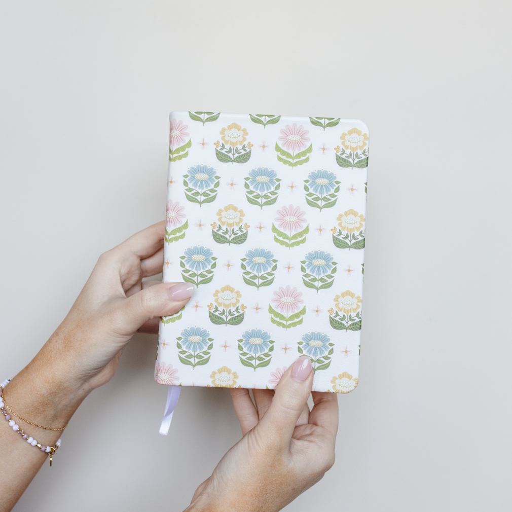Hand-Bound Genuine Leather Quad - Folkart Floral - LDP-HB-PRQ-WHT-FLK