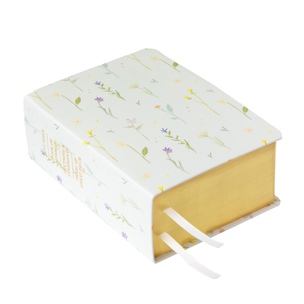 Large Hand-Bound Genuine Leather Quad - Farmhouse Flowers - LDP-HB-PLQ-WHT-FF