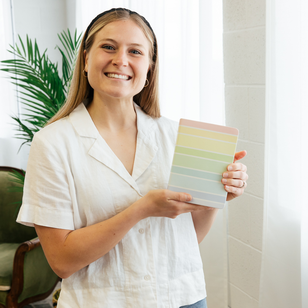 Hand-Bound Genuine Leather Quad - Sherbet Rainbow - LDP-HB-PRQ-WHT-SR