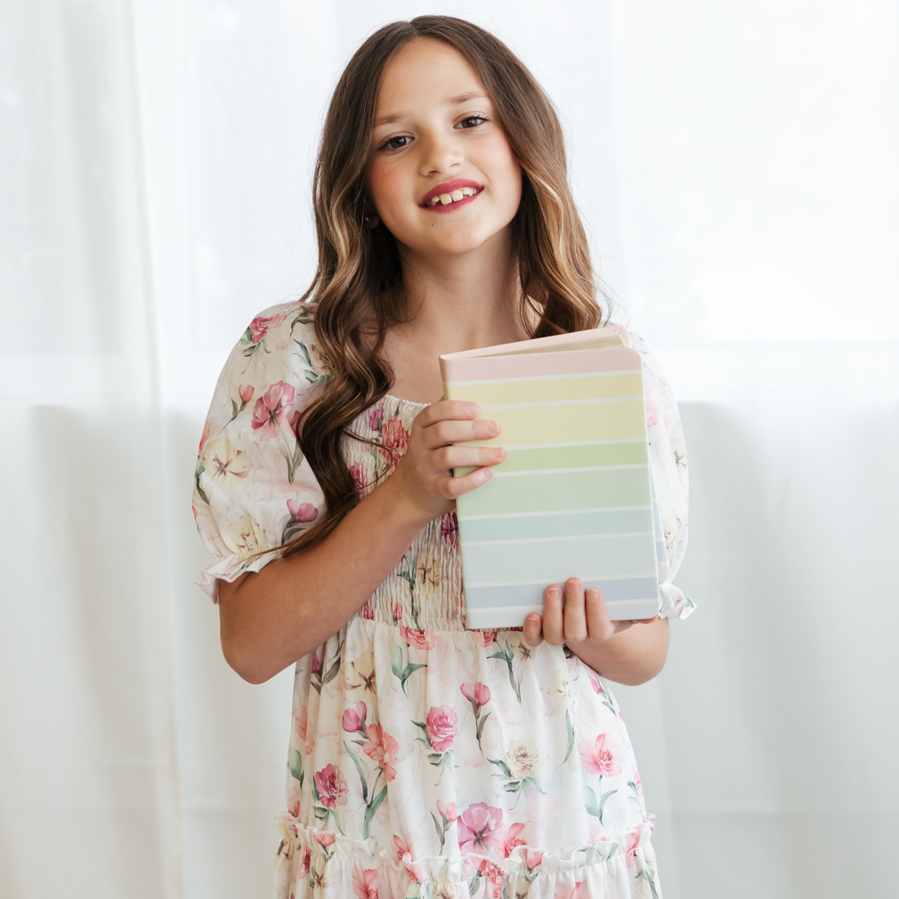 Hand-Bound Genuine Leather Quad - Sherbet Rainbow - LDP-HB-PRQ-WHT-SR
