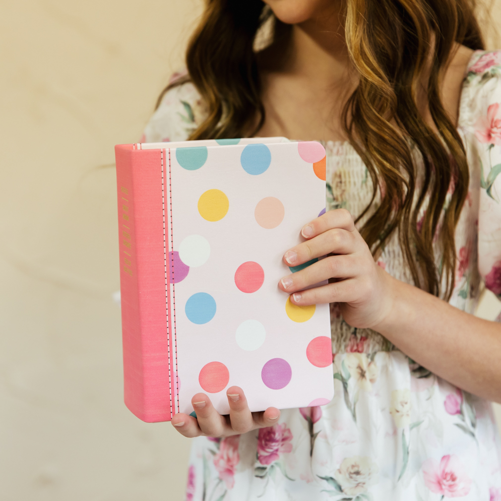 Hand-Bound Genuine Leather Triple - Polka Dot Party - LDP-HB-PRT-WHT-PDP