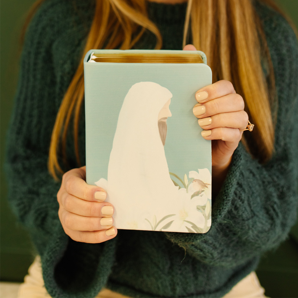 Hand-Bound Genuine Leather Quad - Consider the Lilies - LDP-HB-PRQ-WHT-CTL