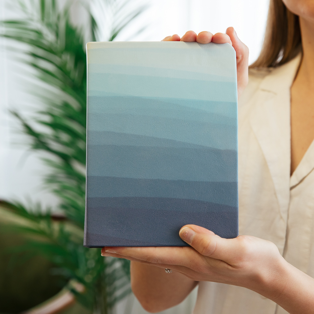 Hand-Bound Genuine Leather Quad - Ocean Depths - LDP-HB-PRQ-BBL-OD