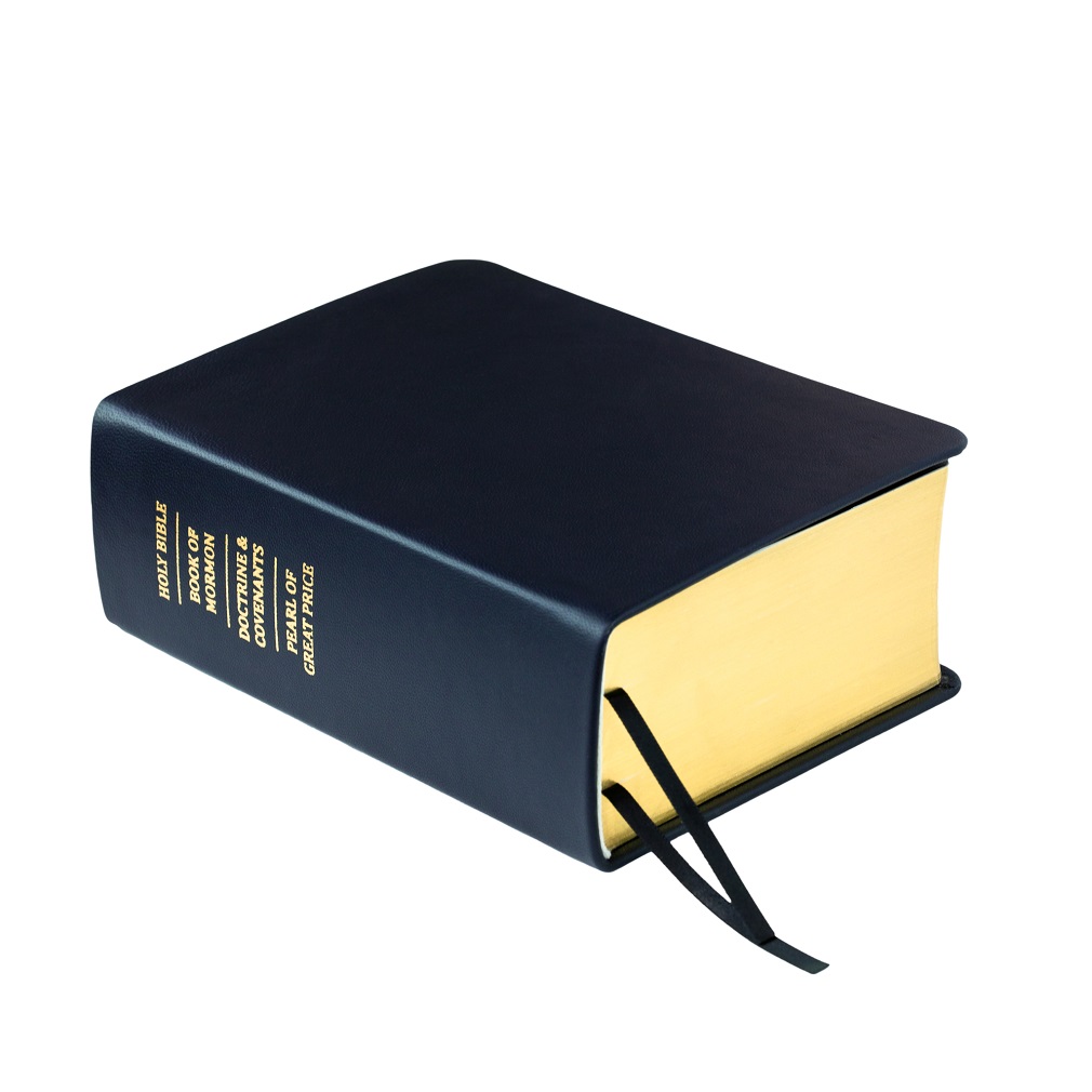 Pre-Made Hand-Bound Genuine Leather Quad - Navy Blue, Black Ribbons - LDP-HB-RQ-NBL-PM-BLK