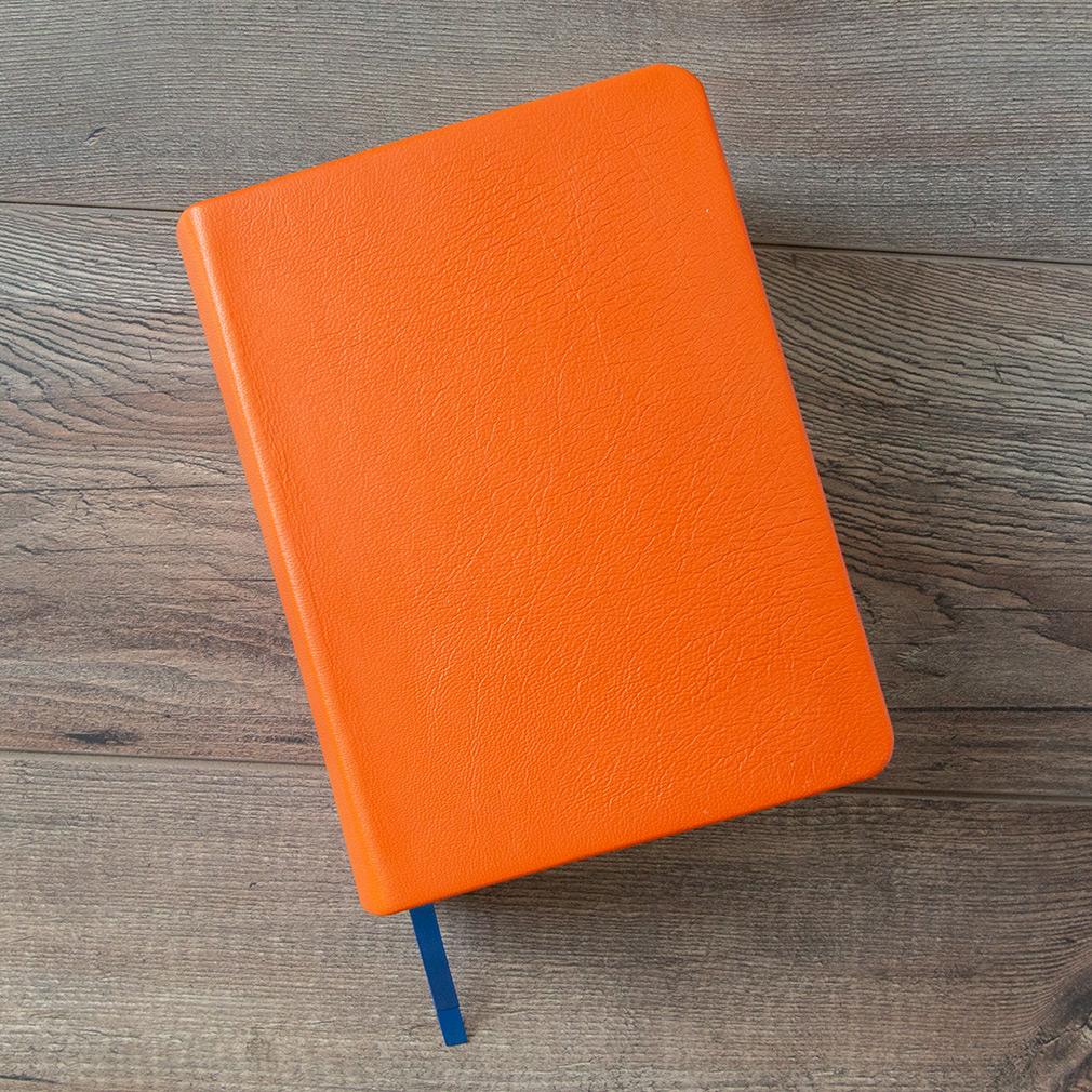 Large Hand-Bound Genuine Leather Quad - Marigold Orange - LDP-HB-LQ-MGO