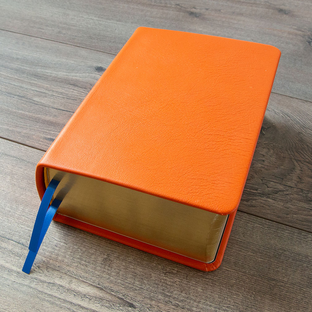 Hand-Bound Genuine Leather Quad - Marigold Orange - LDP-HB-RQ-MGO