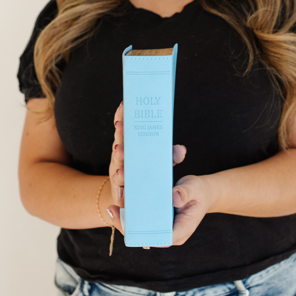 Hand-Bound Simulated Leather Bible - Breezy Blue - LDP-HB-RB-BB