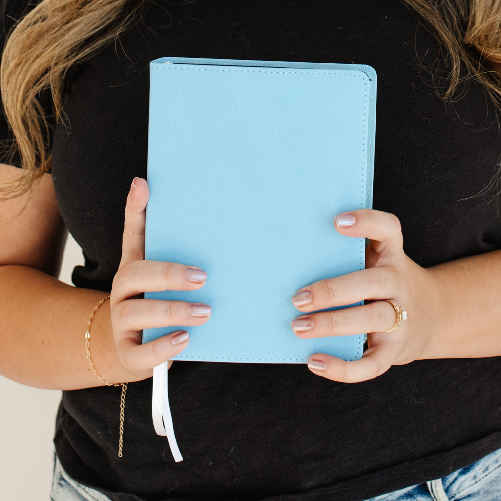 Hand-Bound Simulated Leather Bible - Breezy Blue - LDP-HB-RB-BB