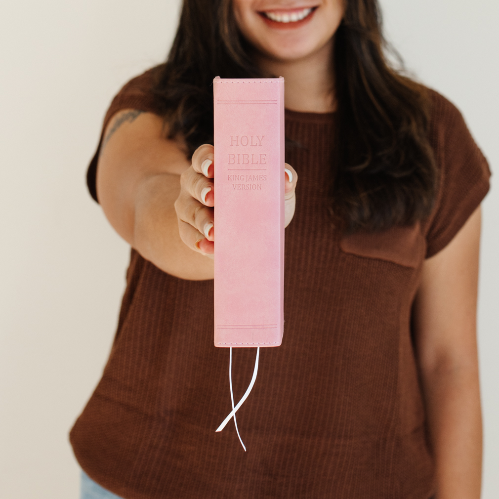 Hand-Bound Simulated Leather Bible - Petal Pink - LDP-HB-RB-PP