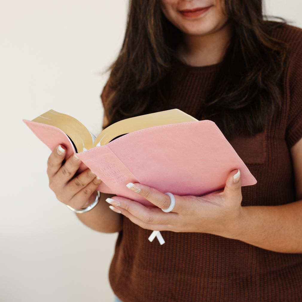 Hand-Bound Simulated Leather Bible - Petal Pink - LDP-HB-RB-PP
