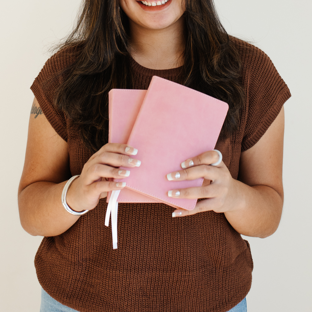 Hand-Bound Simulated Leather Bible - Petal Pink - LDP-HB-RB-PP