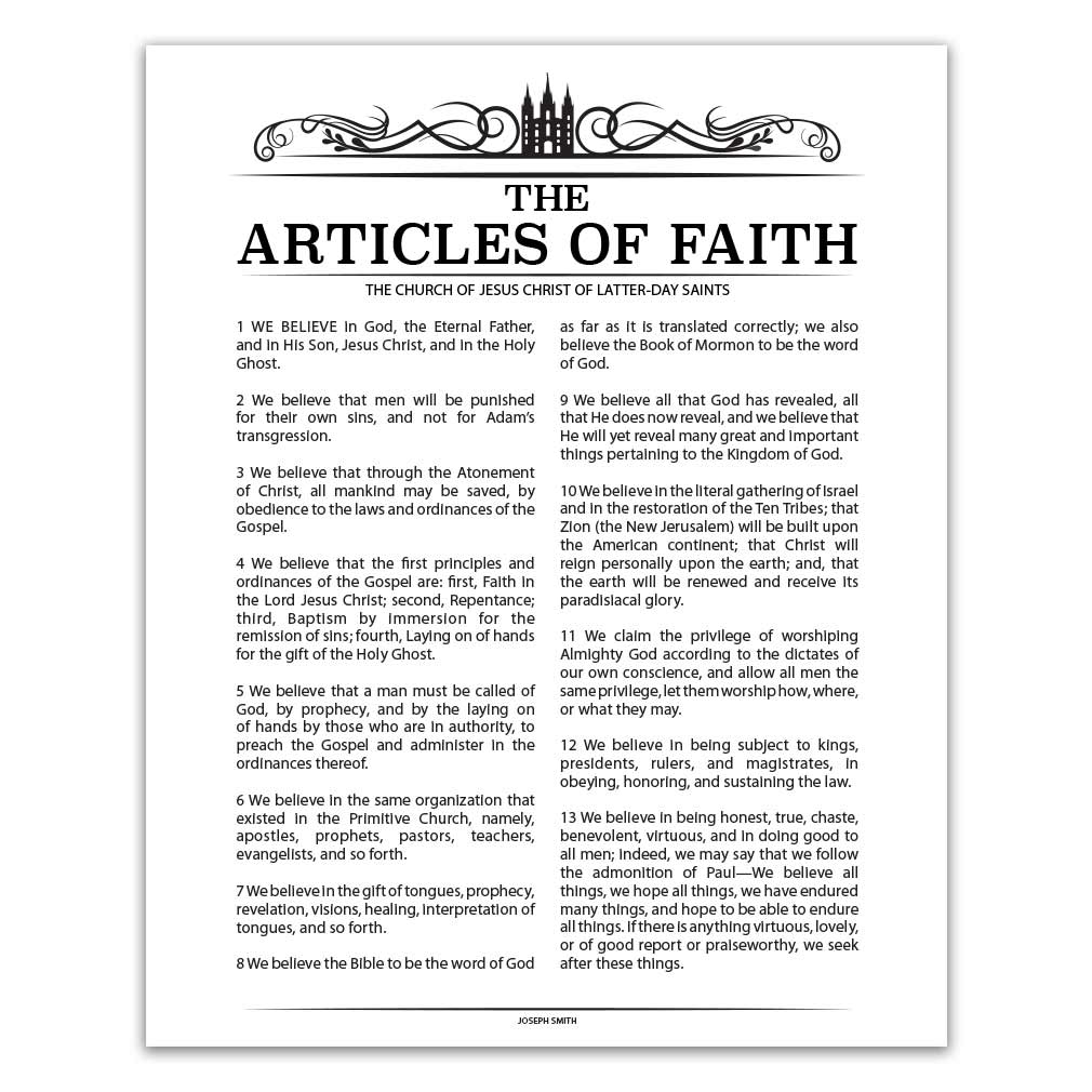 Temple Header Articles of Faith - LDP-AF284