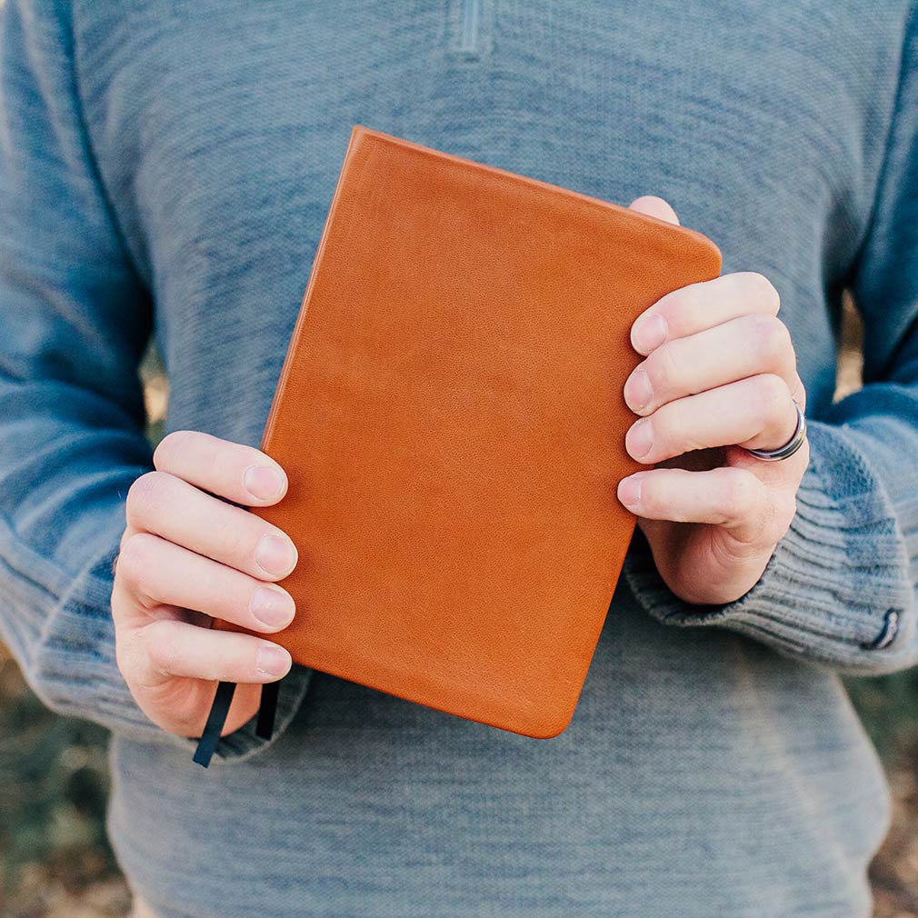 Hand-Bound Genuine Leather Quad - Caramel Brown - LDP-HB-RQ-CBR