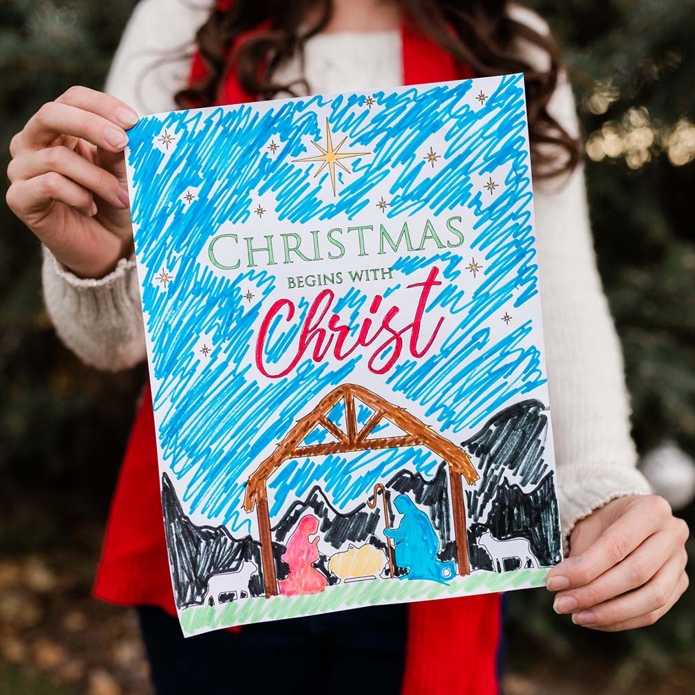 Christmas Begins With Christ Coloring Page - Digital Download - LDPD-COLOR-CBWC18