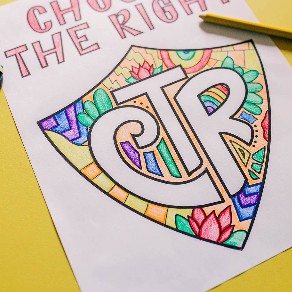 Choose the Right CTR Shield Coloring Page - Digital Download - LDPD-PBL-COLOR-CTR