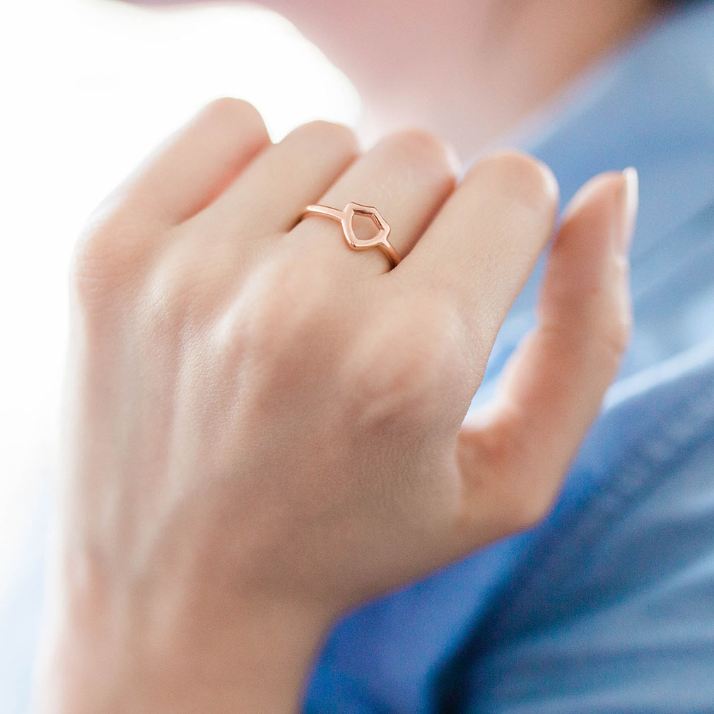 Open Shield CTR Ring - Rose Gold - LDP-RNGOS55