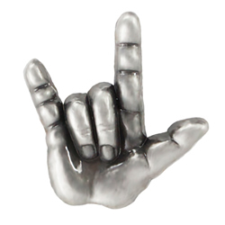I Love You Sign Language Pin in Antique Silver 